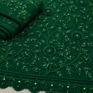 Lehenga Choli de Encaje Ligero Negro de Lujo para Novia, Bordado Plateado con Diseño Floral, 100% Poliéster Transpirable, Hecho a Mano para Boda - Product Image 6