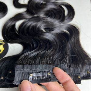 Extensions de cheveux à clips 100% cheveux humains vierges bruts, ondulation naturelle, double trame, clips sans couture - Product Image 1