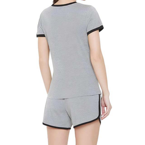 T-shirt et short pour femme de qualité supérieure, 100 % coton, respirant, léger, impression de logo personnalisée, OEM, au-dessus du genou, motif uni - Product Image 2