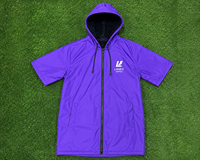 Parka de Natación con Capucha Larga Impermeable Unisex Personalizada, Bata de Cambio de Secado Rápido, Chaqueta de Surf de Manga Corta con Cremallera Completa, OEM