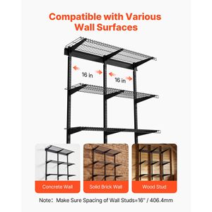 Scaffalatura a 3 livelli in acciaio resistente per garage, montaggio a parete, 0,9 x 3 piedi, 11 x 36 pollici per ripiano, scaffalatura galleggiante 11 x 36 pollici per ripiano - Product Image 3