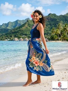 Pareo Hawaiano Polinesio, Sarong Tejido con Diseño Floral, Ligero, para Playa, Ropa de Verano para Niños, Tela Personalizada OEM ODM - Product Image 2