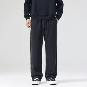 Pantalon de jogging décontracté pour homme 100 % coton avec cordon de serrage, confortable, épais, taille mi-haute, respirant et écologique - Product Image 1