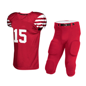 Conjunto de Uniforme de Fútbol Americano Sublimado Personalizado, Cuello en V, Sin Mangas, Malla Transpirable, Rojo, Negro, Blanco, 55 - Product Image 4