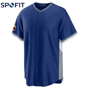 Camiseta de Béisbol Personalizada para Hombre, Transpirable, Ligera, 100% Poliéster, Ropa Deportiva Estampada OEM, Camiseta de Béisbol con Botones Completos - Product Image 1