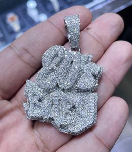 Colgante de Letra de Moissanita VVS de Alta Calidad, Plata 925, Joyería Hip Hop con Cadena Cubana, Regalo Personalizado con Nombre - Product Image 1