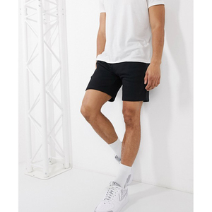 Pantalones Cortos Bermuda de Algodón Negro Sólido para Hombre, Cintura Media, Elásticos, Transpirables, Estilo Casual - Product Image 3