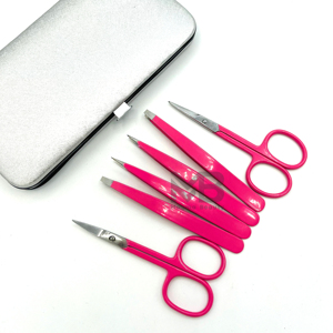 Ensemble de pinces à épiler en acier inoxydable avec pointe fine, couleur rose vif, style moderne durable pour une mise en forme précise - Product Image 6