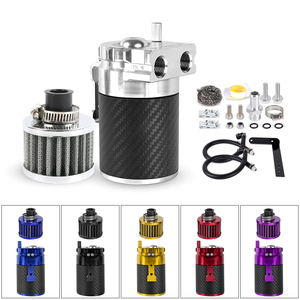 2 Portlu Evrensel Yağ Toplama Kabı Kiti, Bölmeli Alüminyum Karbon Fiber Başlık Montaj Braketi Dahil - Product Image 5