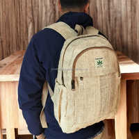 Mochila Escolar de Cáñamo Ecológica Unisex, Diseño Minimalista Vegano Hecho a Mano, Patrón Geométrico Sostenible, Superventas