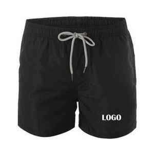 Shorts de plage professionnels pour hommes, haute élasticité, séchage rapide, anti-embarras, motif uni, en coton, séchage rapide, pour la natation - Product Image 5