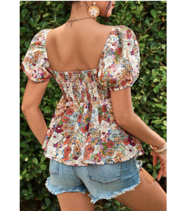 Blusa Moderna para Mujer, Estampado Sólido/Floral, Manga Corta, Ligera, Cómoda, Fluida, Informal de Verano, Polialgodón, Secado Rápido, para Picnic - Product Image 2