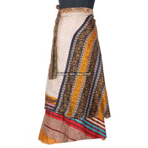 Nueva Falda Larga de Seda Hippie de 2 Capas para Niña, Falda Cruzada Reversible de Seda Vintage, 38 Pulgadas de Largo, Oferta Especial - Product Image 6