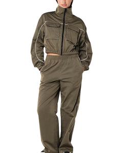 Traje Deportivo Impermeable para Mujer, Talla Grande, con Forro de Malla Personalizado, Tejido de Nailon con Memoria, Transpirable, con Cierre - Product Image 1