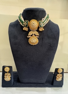 TISHYA DIAMOND - Juego de Collar Étnico de Aleación de Cobre Chapado en Oro con Piedras de Ónix y Borla para Mujer, Joyería de Boda - Product Image 3