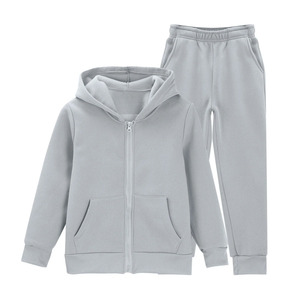 Conjuntos deportivos para niños, ropa deportiva gruesa de invierno, con capucha y cremallera, conjunto de dos piezas. - Product Image 2