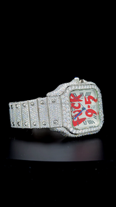 Montre personnalisée Fuxck 9-5 avec mouvement automatique à quartz sertie de diamants Moissanite VVS 1 de qualité supérieure, en or blanc - Product Image 5