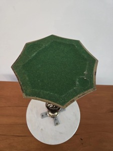 Mesa de Centro Tradicional de Latón con Tapa de Mármol Blanco, Mueble Decorativo para Sala de Estar - Product Image 6