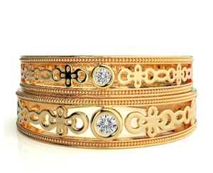 925 Sterling <b>Silver</b> Gold Plated Floral <b>Couple</b> <b>Rings</b> - Product Image 2
