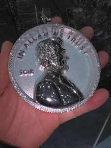 925 <b>Silver</b> Iced Moissanite <b>Charm</b> Pendant Round Portrait Necklace Hip Hop Jewelry for Party - Product Image 1