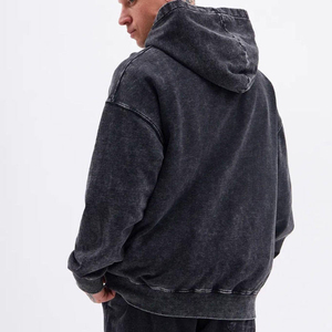 Sweat-shirt à capuche zippé tendance pour homme 2026, couleur unie, avec logo personnalisé, poche kangourou, en polaire, pour l'automne - Product Image 4