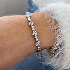 Bracelet de style unique certifié IGI, diamant rond VVS cultivé en laboratoire, plaqué or, argent sterling 925, bracelet fin à maillons - Product Image 2