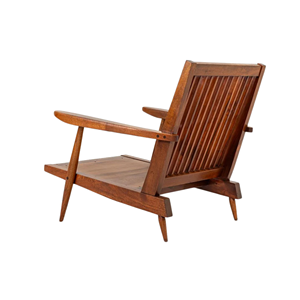 Chaise longue en teck massif à lattes, design bas avec accoudoirs, pour intérieur et extérieur, mobilier en teck naturel durable - Product Image 3