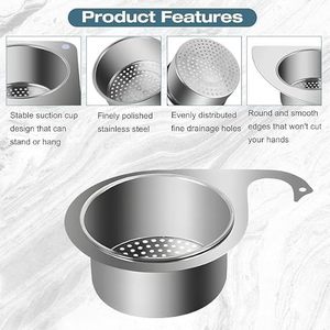 Colador Redondo de Acero Inoxidable para Fregadero con Orificio de Drenaje, Colador para Fregadero de Cocina para Lavar Alimentos, Fácil Instalación - Product Image 5