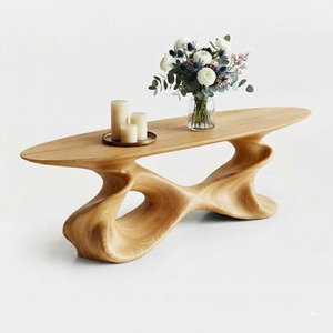 Modern Sculptural Solid Wood Console <b>Table</b> Handmade Entryway <b>Table</b> with Organic Curved Base Artistic Hallway Furniture Decor - Product Image 5