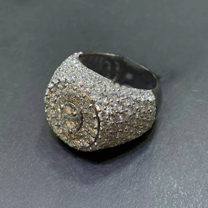 Big Moissanite Iced Hip Hop Cluster <b>Ring</b> <b>for</b> <b>Men</b> Micro Paved Oval Cut 925 Sterling Silver Rhodium Plated Wedding Engagement Gift - Product Image 1