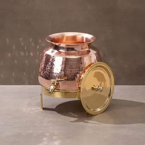 Copper Hammered Eco-Friendly Drink Dispenser with Lid Modern Style Large Capacity for Home Party Wedding Use - Product Image 3