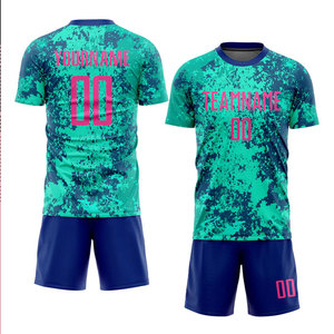Custom Teal Pink-royal Sublimation Soccer Uniform Jersey Free Prints Top Men Custom Football Teams Soccer T-shirts Sets - Product Image 1