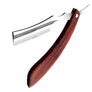 Lames de rasoir droites de haute qualité en acier inoxydable, manche pliable en bois pour barbier, rasoir pour barbe et cheveux, logo personnalisé réglable - Product Image 1