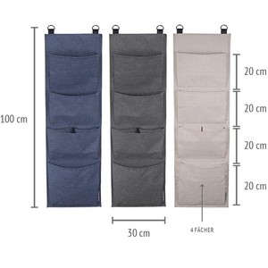 Hanging Metal Storage Organiser with 4 <b>Large</b> Velcro-Fastening Compartments for <b>Wardrobe</b> Clothes Storage - Product Image 3