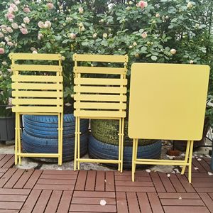 3-Piece Patio <b>Bistro</b> Set with <b>Foldable</b> Square <b>Table</b> and Chairs for Outdoor Entertaining - Product Image 6