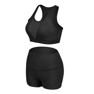 Conjunto de Shorts y Sujetador Deportivo de Color Sólido para Mujer, de Alta Calidad, para Fitness, Running, Gimnasio, Yoga, 100% Algodón - Product Image 1