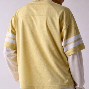 T-shirt Streetwear Y2K personnalisé avec impression par sublimation, maillot de football américain en mesh avec logo personnalisé, coupe ample et épaisse, vente en gros - Product Image 5