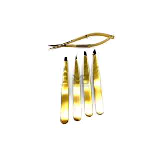Muestra Disponible, Pinzas para Cejas de Acero Inoxidable Duraderas de Alta Calidad, Pinzas Personalizadas con Punta Dorada - Product Image 1