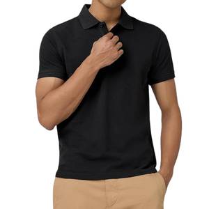 Polo de Manga Corta para Hombre, de Algodón, Color Sólido, Informal, Tejido Transpirable, Rojo y Negro - Product Image 2