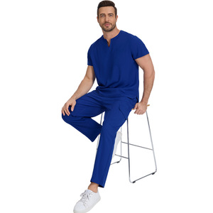 Tenues d'infirmière pour hommes, grande taille, en polyester tissé, couleur unie, lavables à la main, pour usage hospitalier, ensembles d'uniformes - Product Image 3