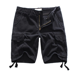 New Style Streetwear Hip Hop Straight Mid Embroidery Cargo <b>Denim</b> <b>Shorts</b> <b>Black</b> Men's Multi Pocket Breathable Summer Casual Trend - Product Image 1
