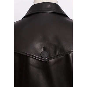 Veste en cuir professionnelle longue pour femme, modèle OEM 2026, respirante, imperméable, écologique, coupe-vent, teinte unie, en lin ODM - Product Image 3