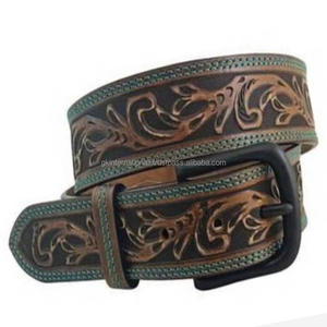 Ceinture de cow-boy western pour homme Ceinture en cuir sculptée à la main à motif floral Ceinture en cuir usinée vintage pour unisexe - Product Image 3