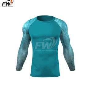 Rashguard de compresión de manga larga para hombre con paneles laterales, sublimado con logo personalizado al por mayor para MMA y BJJ. - Product Image 1