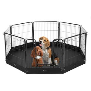 Corral Plegable de Metal para Perros de 8 Piezas, 24 x 24 Pulgadas, con Puerta y Bolsa de Almacenamiento, para Uso en Interiores y Exteriores - Product Image 1