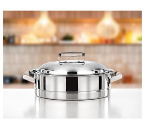 Juego de 3 piezas de acero inoxidable plateado, elegante plato redondo para calentar comida con tapa, bandeja decorativa para calentar comida para decoración de bodas. - Product Image 4