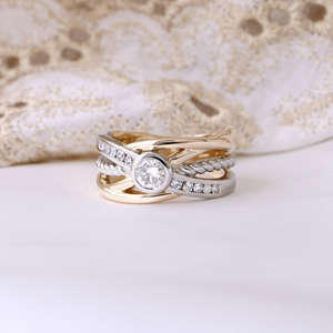 Anillo de Compromiso/Boda de Oro de 14k con Diamantes Cultivados en Laboratorio IGI, Diseño Vintage, Hecho a Mano, Unisex, Regalo de Aniversario - Product Image 1