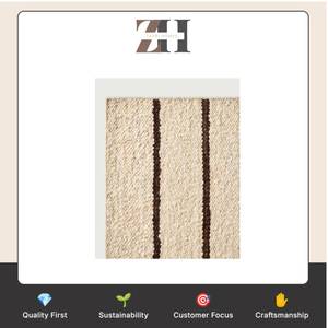 Tapis plat Oscar en laine de Nouvelle-Zélande tissé à la main, style contemporain, rayures ivoire, fait main, avec texture naturelle - Product Image 6