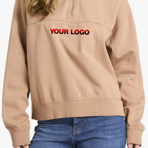 Sudadera de algodón polar de 400 GSM para mujer, cuello alto con media cremallera, corte holgado, personalizable con tu logo, ideal para exteriores, OEM, ¡la más vendida! - Product Image 5