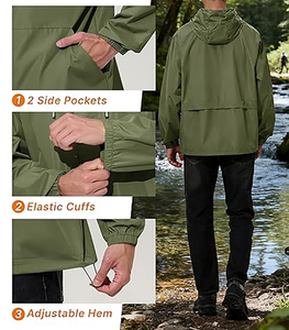 Custom Lightweight Windbreaker <b>Jacket</b> for Men Waterproof Breathable Outdoor Sports Coat - Product Image 2